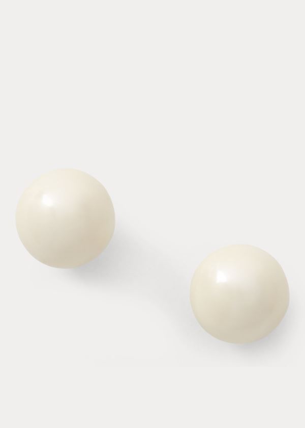 Ralph Lauren 10 mm Faux-Pearl Studs Krém | RQ3NCCZn