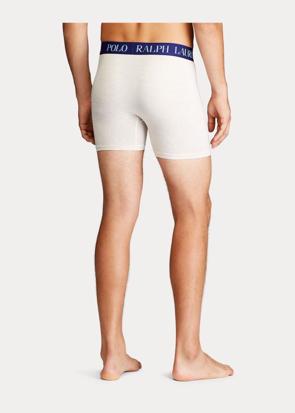 Ralph Lauren 4D Flex Boxerské Brief 3-Pack Bílé Tmavě Blankyt Královská Modrá Blankyt | HczGhvDS