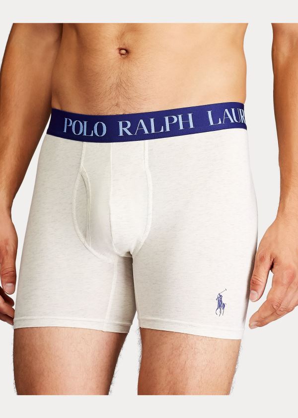 Ralph Lauren 4D Flex Boxerské Brief 3-Pack Bílé Tmavě Blankyt Královská Modrá Blankyt | HczGhvDS