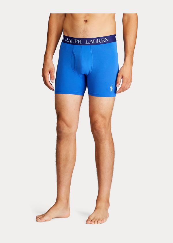 Ralph Lauren 4D Flex Boxerské Brief 3-Pack Bílé Tmavě Blankyt Královská Modrá Blankyt | HczGhvDS