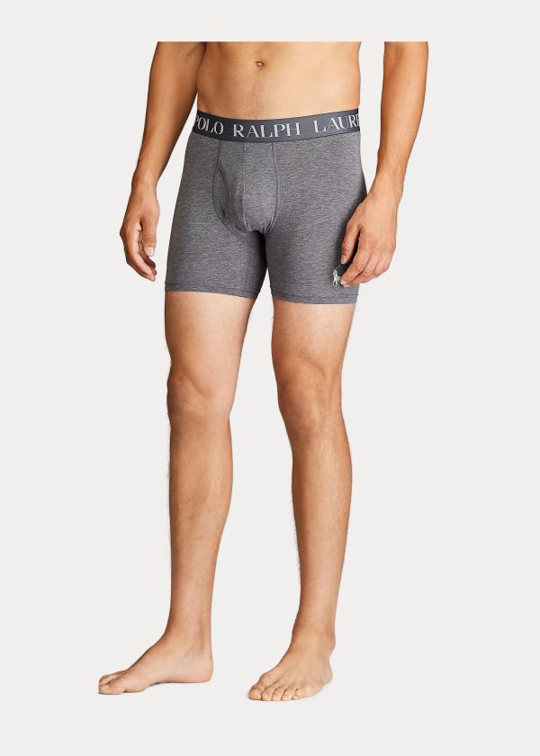 Ralph Lauren 4D Flex Boxerské Brief 3-Pack Bílé Šedé Černé | dJeul4ex