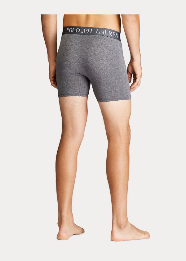 Ralph Lauren 4D Flex Boxerské Brief 3-Pack Bílé Šedé Černé | dJeul4ex