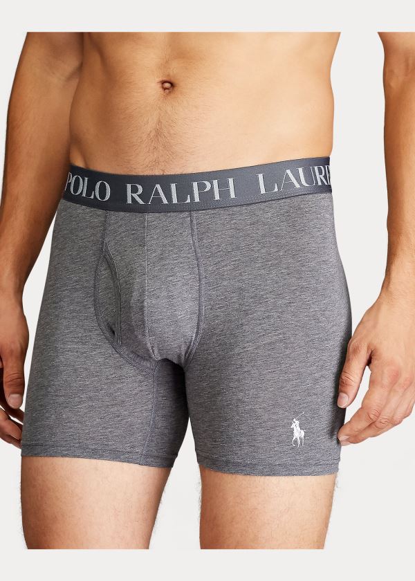 Ralph Lauren 4D Flex Boxerské Brief 3-Pack Bílé Šedé Černé | dJeul4ex