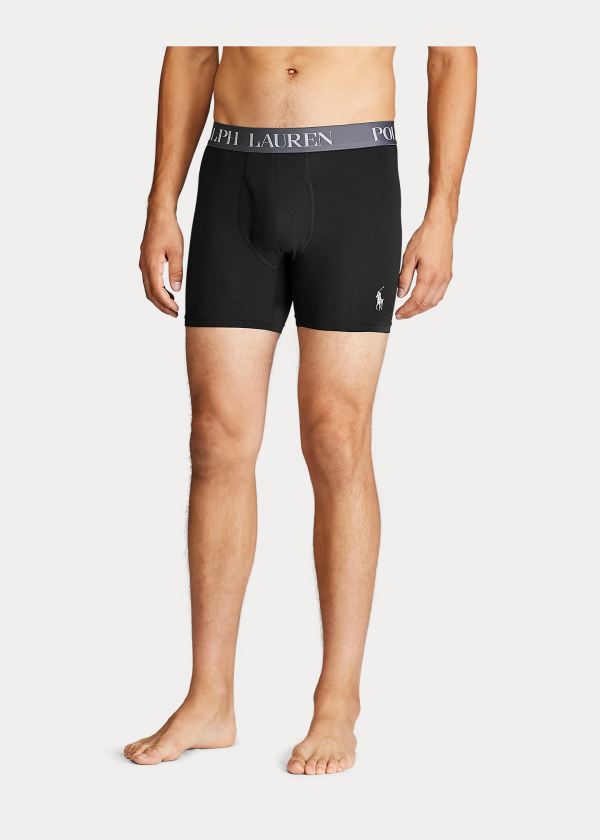 Ralph Lauren 4D Flex Boxerské Brief 3-Pack Bílé Šedé Černé | dJeul4ex
