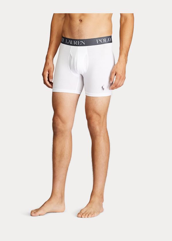 Ralph Lauren 4D Flex Boxerské Brief 3-Pack Bílé Šedé Černé | dJeul4ex
