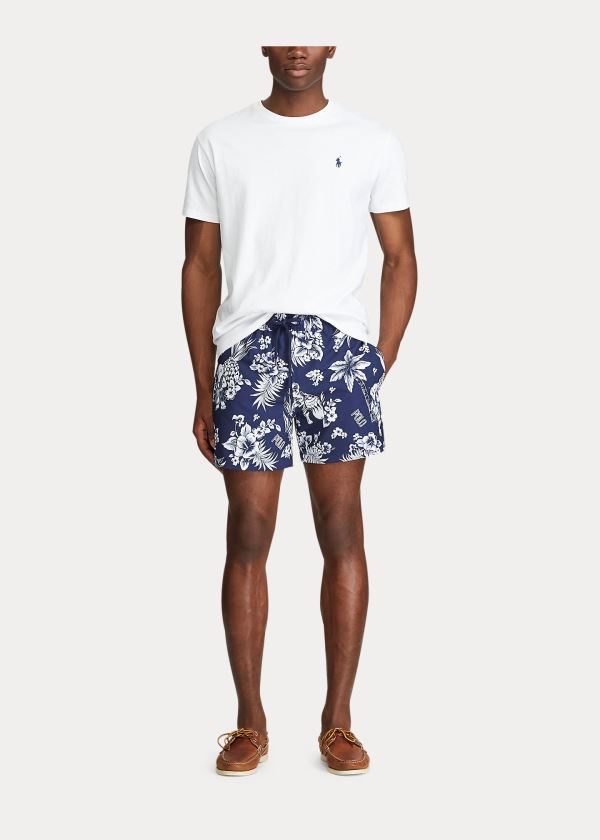 Ralph Lauren 4½-Inch Slim Fit Swim Trunk Tmavě Blankyt Bílé | p9o3V8ce