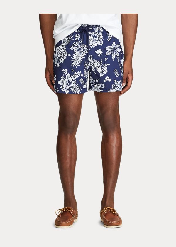 Ralph Lauren 4½-Inch Slim Fit Swim Trunk Tmavě Blankyt Bílé | p9o3V8ce