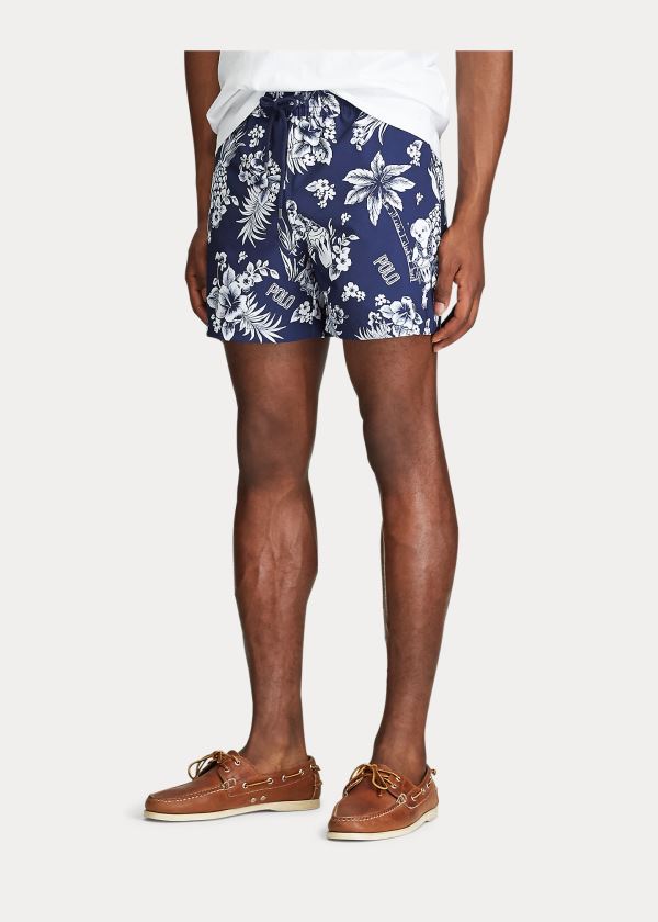 Ralph Lauren 4½-Inch Slim Fit Swim Trunk Tmavě Blankyt Bílé | p9o3V8ce