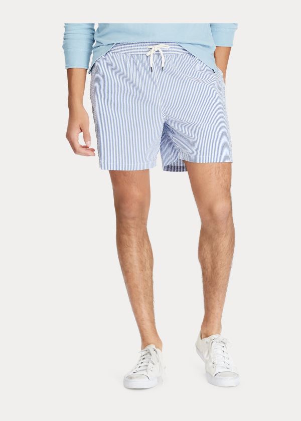 Ralph Lauren 5½-Inch Seersucker Swim Trunk Královská Modrá Blankyt | KSRkAbFD