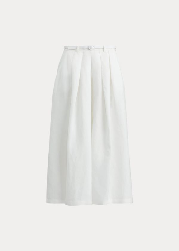 Ralph Lauren Adrianna Linen Široké-Leg Pant Bílé | cdGVkDV3