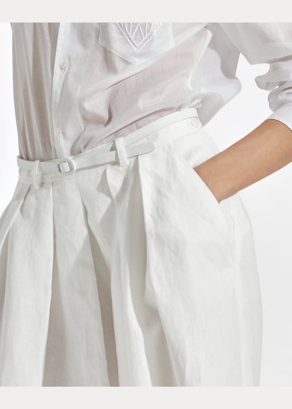 Ralph Lauren Adrianna Linen Široké-Leg Pant Bílé | cdGVkDV3