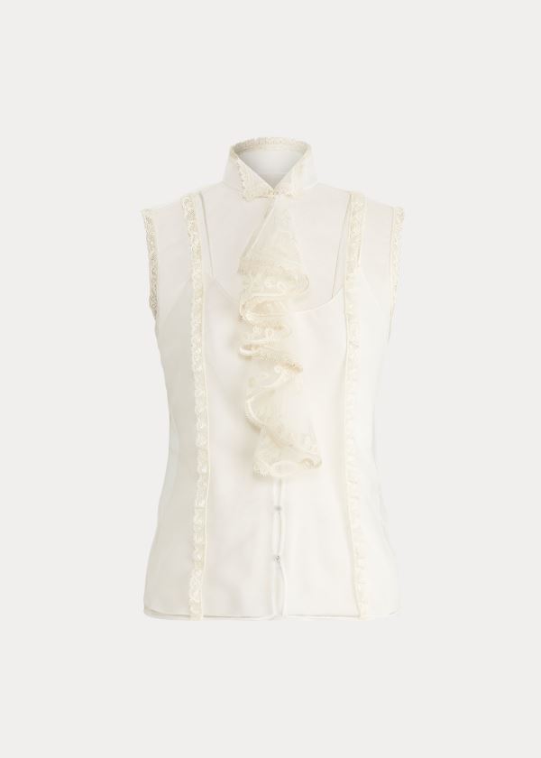 Ralph Lauren Adrianna Tulle Blouse Béžový | tpYEEQh6