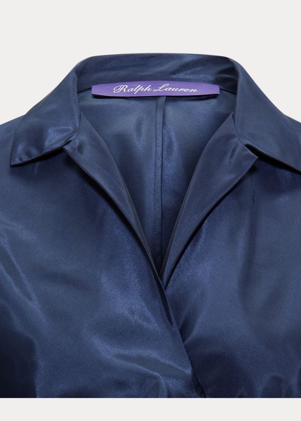 Ralph Lauren Alaina Taffeta Wrap Blouse Světle Tmavě Blankyt | zJbiOtYz