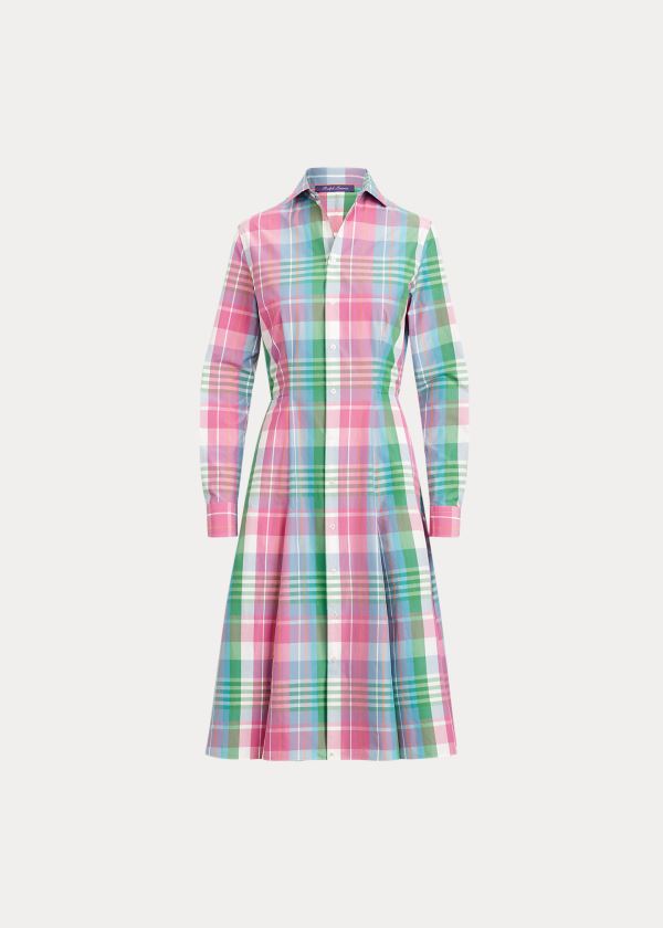 Ralph Lauren Aldene Madras Shirtdress Růžové Zelene Viacfarebný | WY2mTPfv