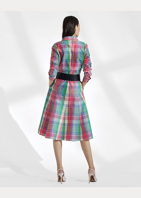 Ralph Lauren Aldene Madras Shirtdress Růžové Zelene Viacfarebný | WY2mTPfv