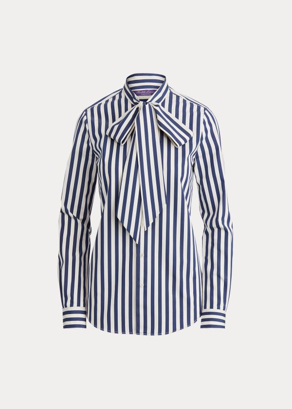 Ralph Lauren Alejandra Striped Shirt Tmavě Blankyt Bílé | F049bTxv