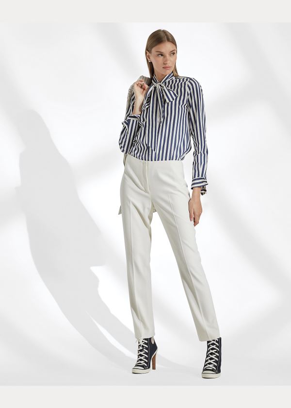 Ralph Lauren Alejandra Striped Shirt Tmavě Blankyt Bílé | F049bTxv