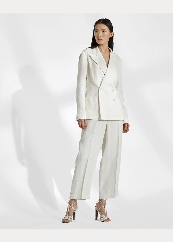 Ralph Lauren Alexi Linen Jacket Bílé | bi8lnRiw