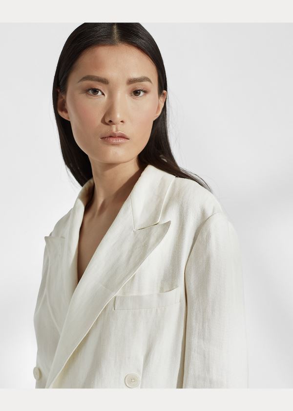 Ralph Lauren Alexi Linen Jacket Bílé | bi8lnRiw
