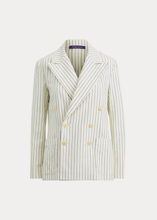 Ralph Lauren Alexi Striped Jacket Krém Tmavě Tmavě Blankyt | WCkZ9ZEO