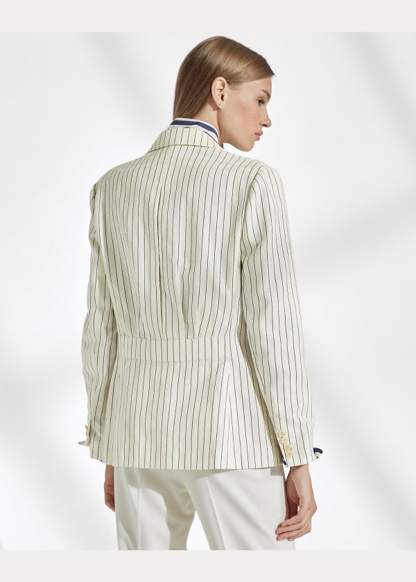 Ralph Lauren Alexi Striped Jacket Krém Tmavě Tmavě Blankyt | WCkZ9ZEO