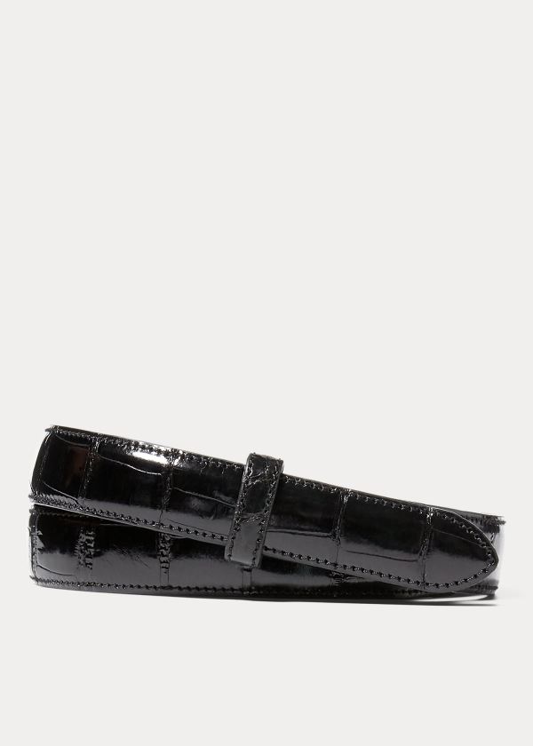 Ralph Lauren Alligator Belt Páskové Černé | RPltPsrr