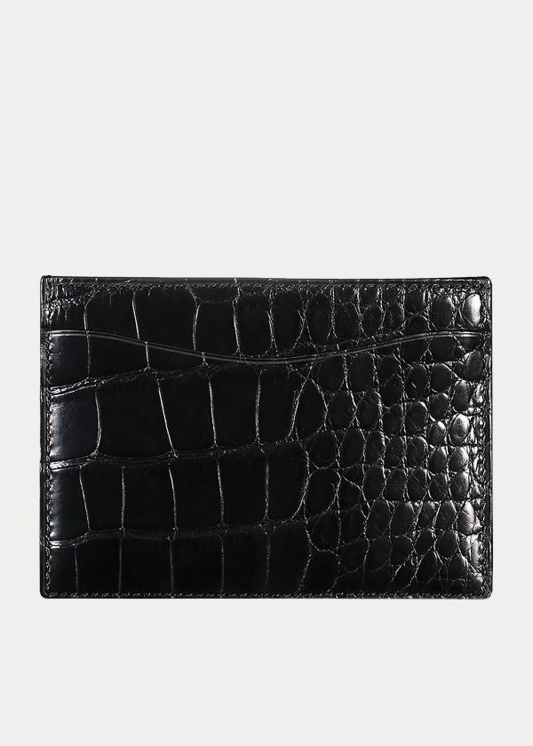 Ralph Lauren Alligator Card Case Černé | ho7dTu1n