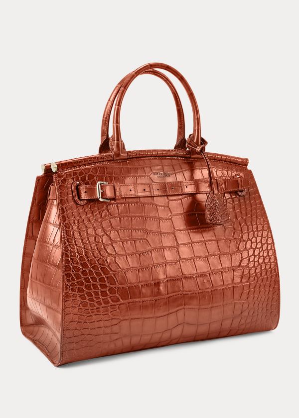 Ralph Lauren Alligator Large RL50 Handbag Hnědé | Xr14bCNT