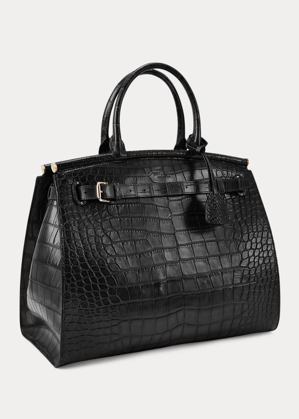Ralph Lauren Alligator Large RL50 Handbag Černé | rPr6jJEB