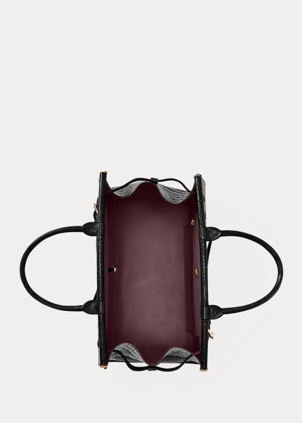 Ralph Lauren Alligator Large RL50 Handbag Černé | rPr6jJEB