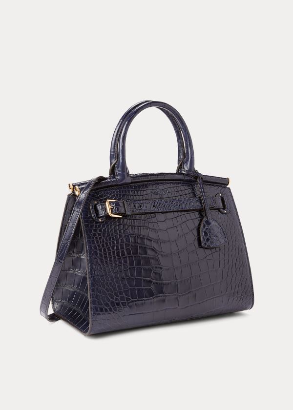 Ralph Lauren Alligator Medium RL50 Handbag Tmavě Blankyt | 42WpnKuz