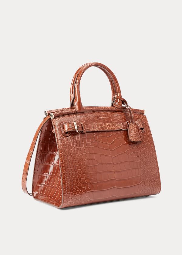 Ralph Lauren Alligator Medium RL50 Handbag Hnědé | NvFX0lnQ