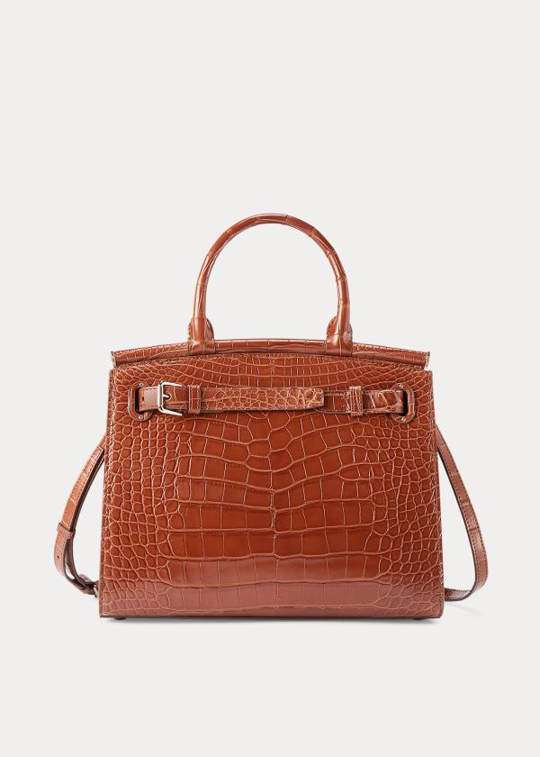 Ralph Lauren Alligator Medium RL50 Handbag Hnědé | NvFX0lnQ