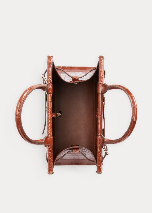 Ralph Lauren Alligator Medium RL50 Handbag Hnědé | NvFX0lnQ