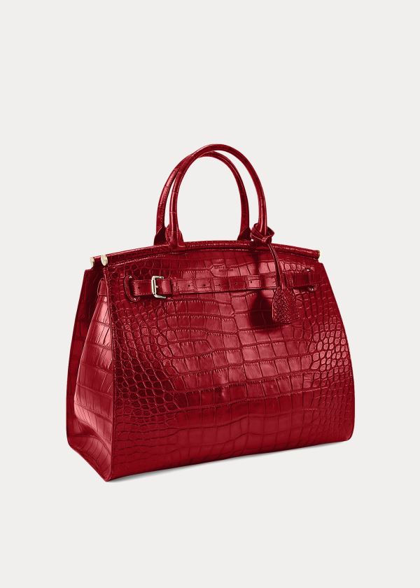 Ralph Lauren Alligator Medium RL50 Handbag Tmavě Červené | Upf0itlM
