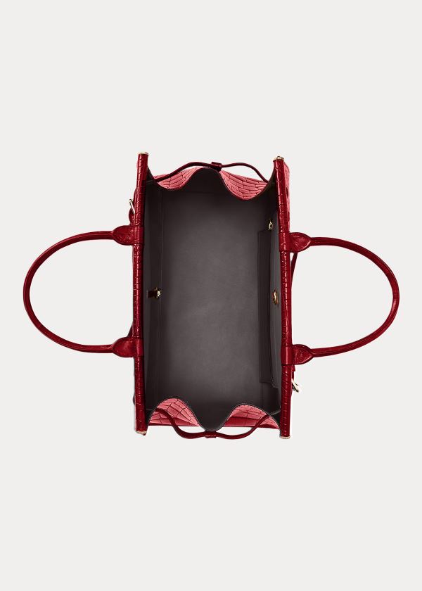 Ralph Lauren Alligator Medium RL50 Handbag Tmavě Červené | Upf0itlM