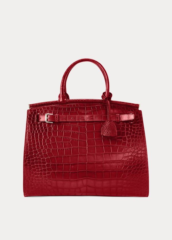 Ralph Lauren Alligator Medium RL50 Handbag Tmavě Červené | Upf0itlM