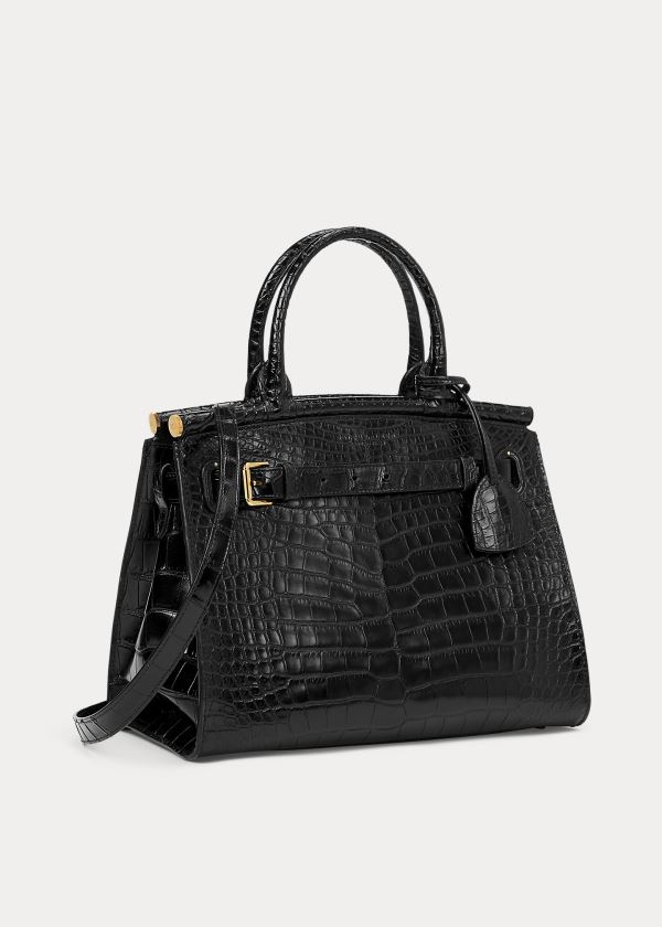 Ralph Lauren Alligator Medium RL50 Handbag Černé | W3e6JIlt