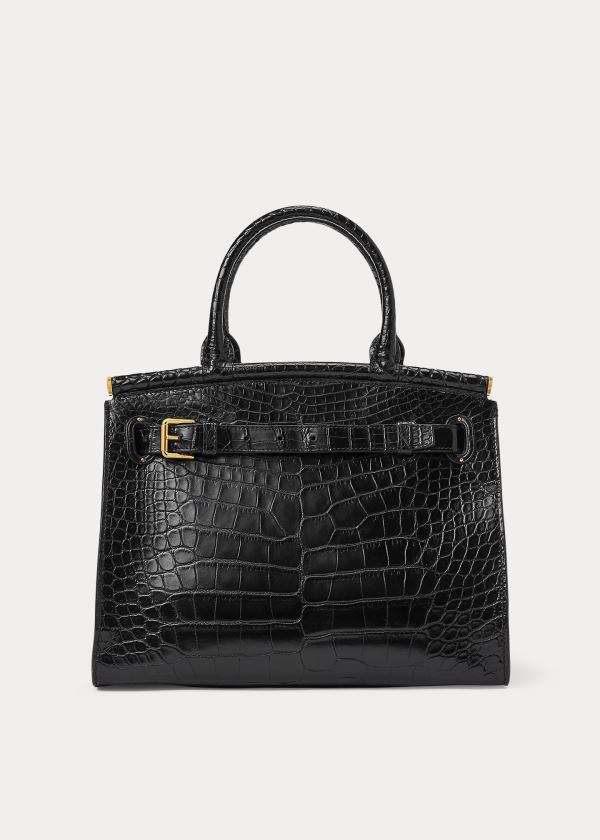 Ralph Lauren Alligator Medium RL50 Handbag Černé | W3e6JIlt