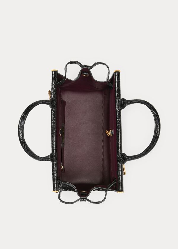 Ralph Lauren Alligator Medium RL50 Handbag Černé | W3e6JIlt