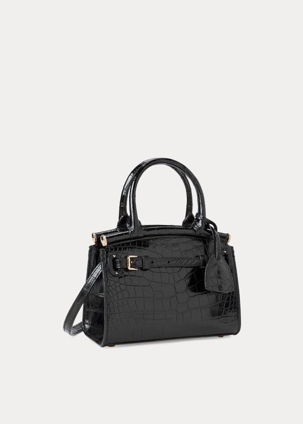 Ralph Lauren Alligator Mini RL50 Handbag Černé | j8qng16a