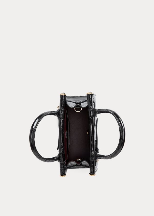 Ralph Lauren Alligator Mini RL50 Handbag Černé | j8qng16a
