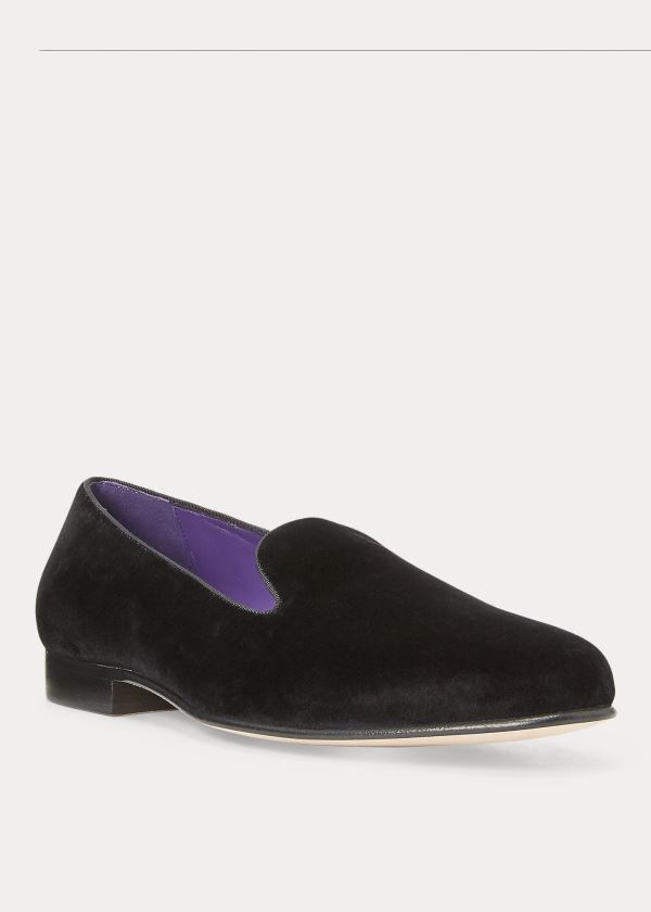 Ralph Lauren Alonzo Velvet Pantofle Černé | 76d3QWdm