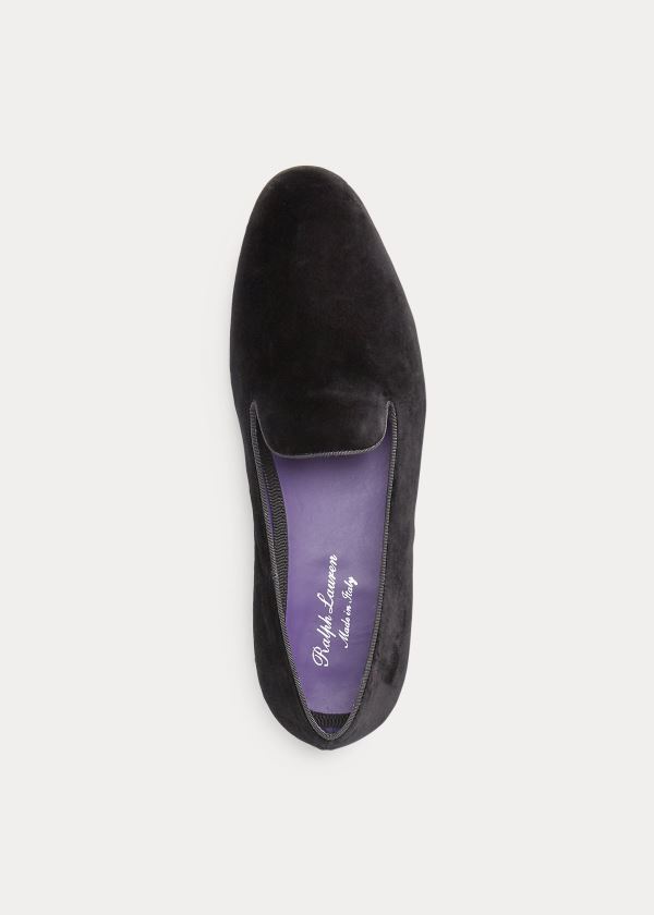 Ralph Lauren Alonzo Velvet Pantofle Černé | 76d3QWdm