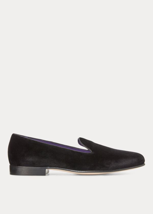 Ralph Lauren Alonzo Velvet Pantofle Černé | 76d3QWdm