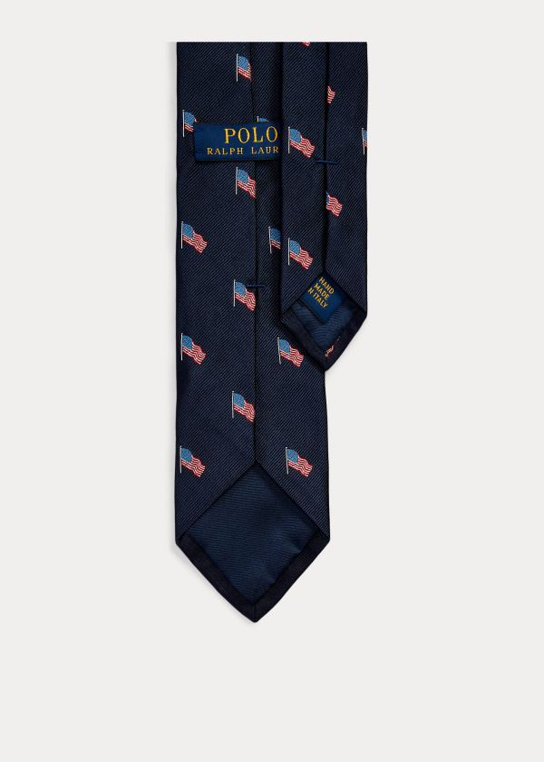 Ralph Lauren American Flag Silk Narrow Tie Tmavě Blankyt | VNaJSUbz