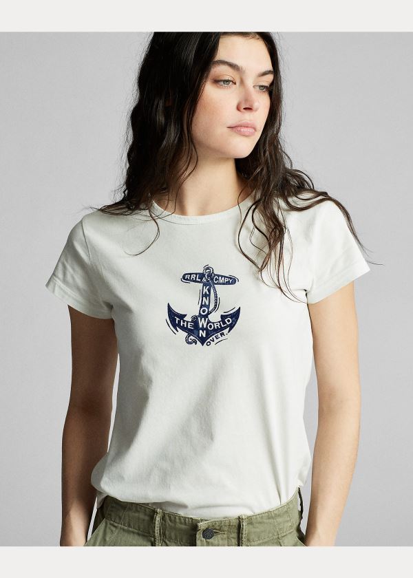 Ralph Lauren Anchor-Graphic Bavlněné Tee Béžový | y5TWrGMu