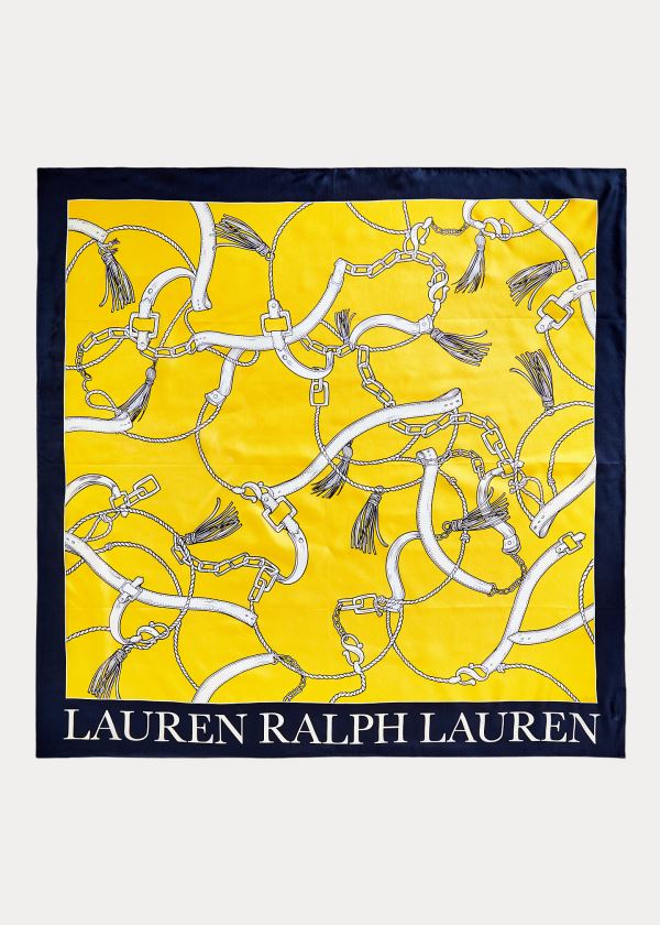 Ralph Lauren Angelina Silk Scarf Žluté Tmavě Blankyt | yDvdRWPm