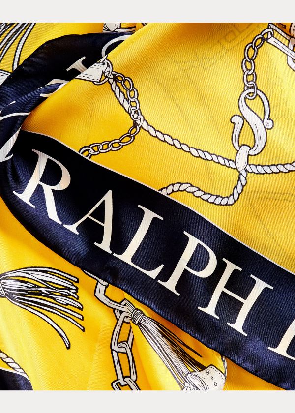 Ralph Lauren Angelina Silk Scarf Žluté Tmavě Blankyt | yDvdRWPm