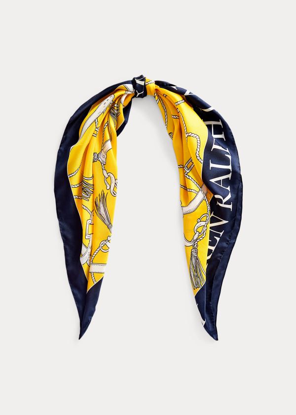 Ralph Lauren Angelina Silk Scarf Žluté Tmavě Blankyt | yDvdRWPm